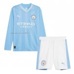 Maglia Manchester City Home Manica Lunga Bambino 2023-2024